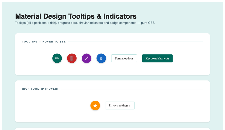 Material Design Tooltip CSS — preview