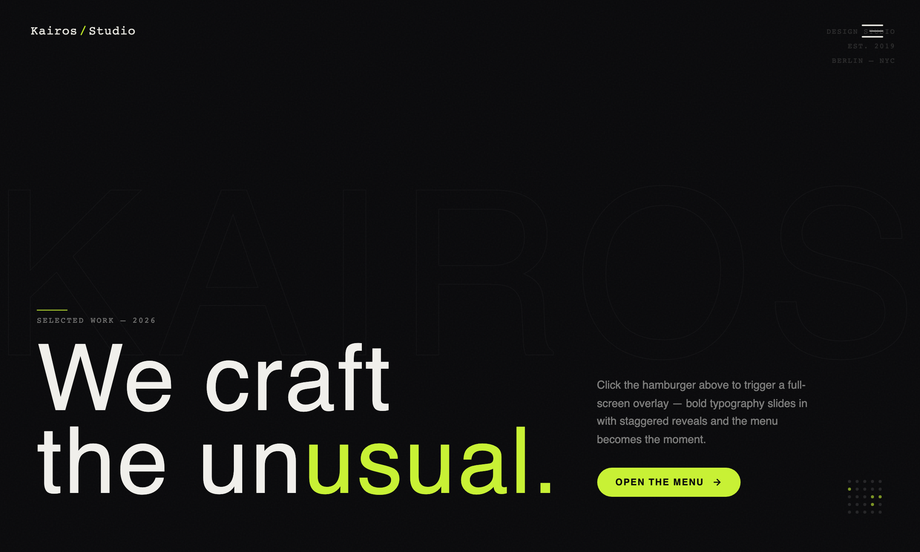 Full Screen Overlay CSS Menu — preview