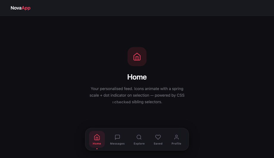 CSS Animated Navigation Icons with Labels — preview