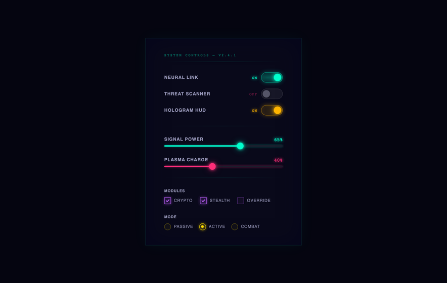 Neon Form Controls — preview