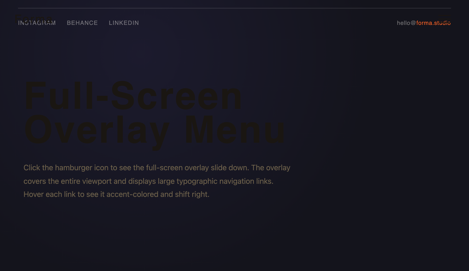 CSS Full-Screen Overlay Menu — preview