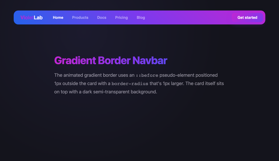 CSS Gradient Border Animated Navbar — preview