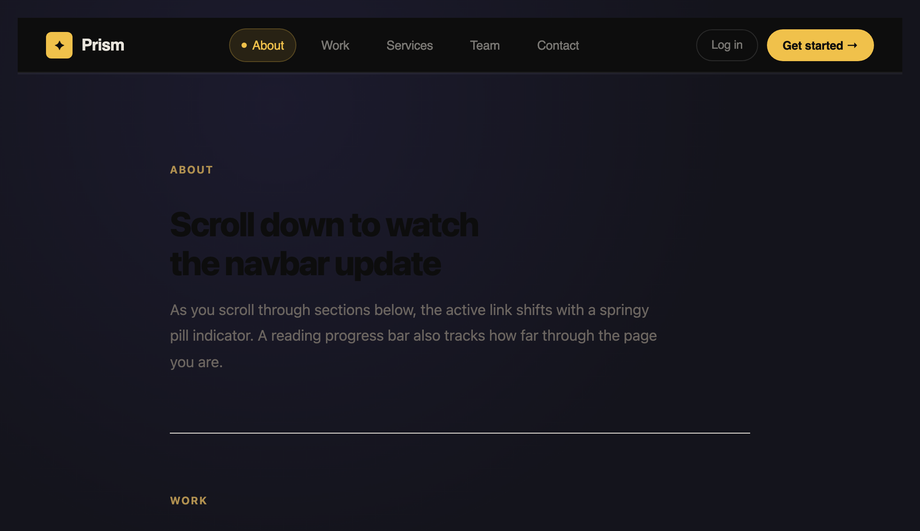 CSS Scroll Spy Active Highlight Navbar — preview