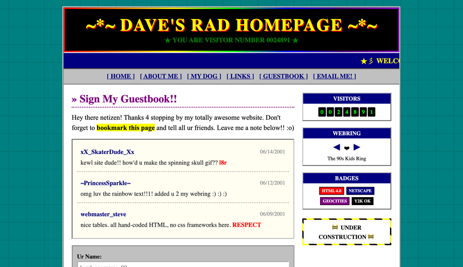 90s Website Guestbook Widget — preview