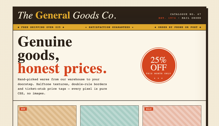 Retro Clothing Store Web UI Design — preview