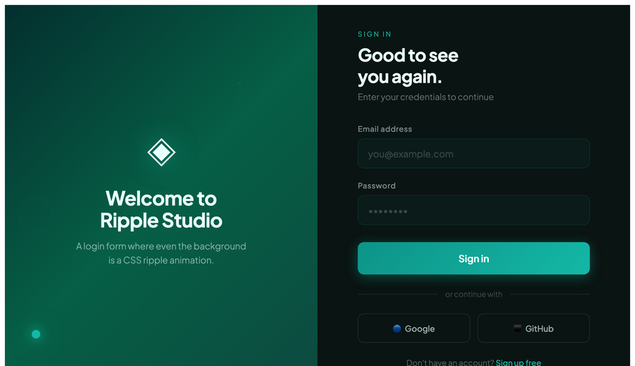 CSS Ripple Login Form UI — preview