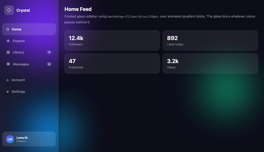 Glassmorphism Blurred Sidebar — preview