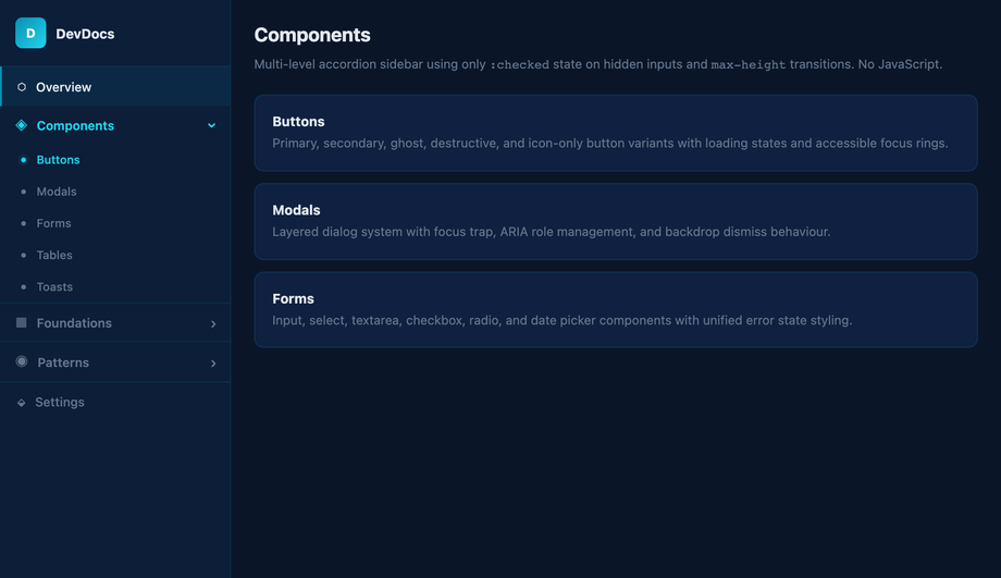 Multi-Level Accordion Side Menu — preview