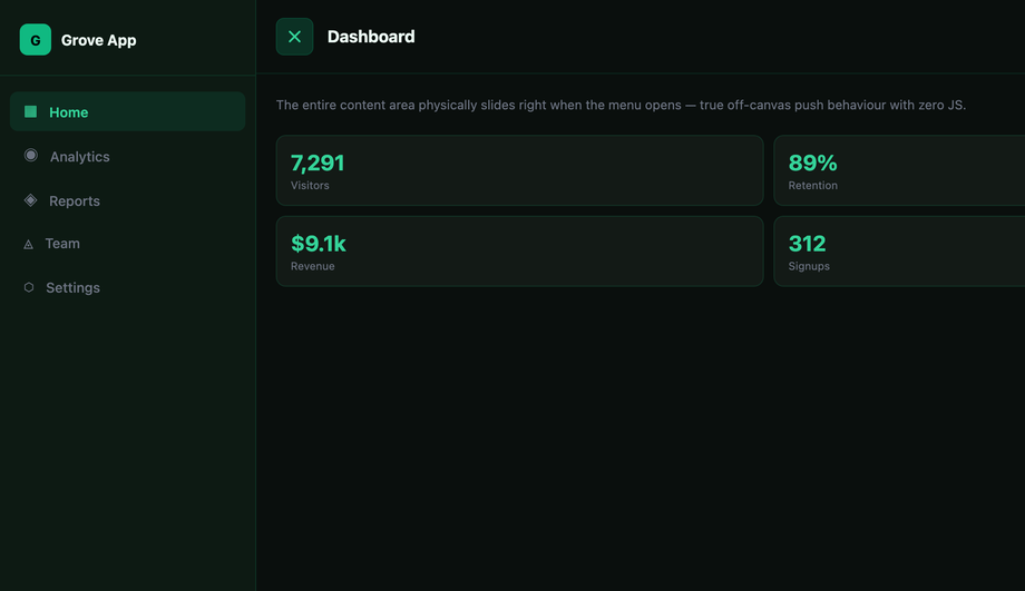 Off-Canvas Push Sidebar — preview