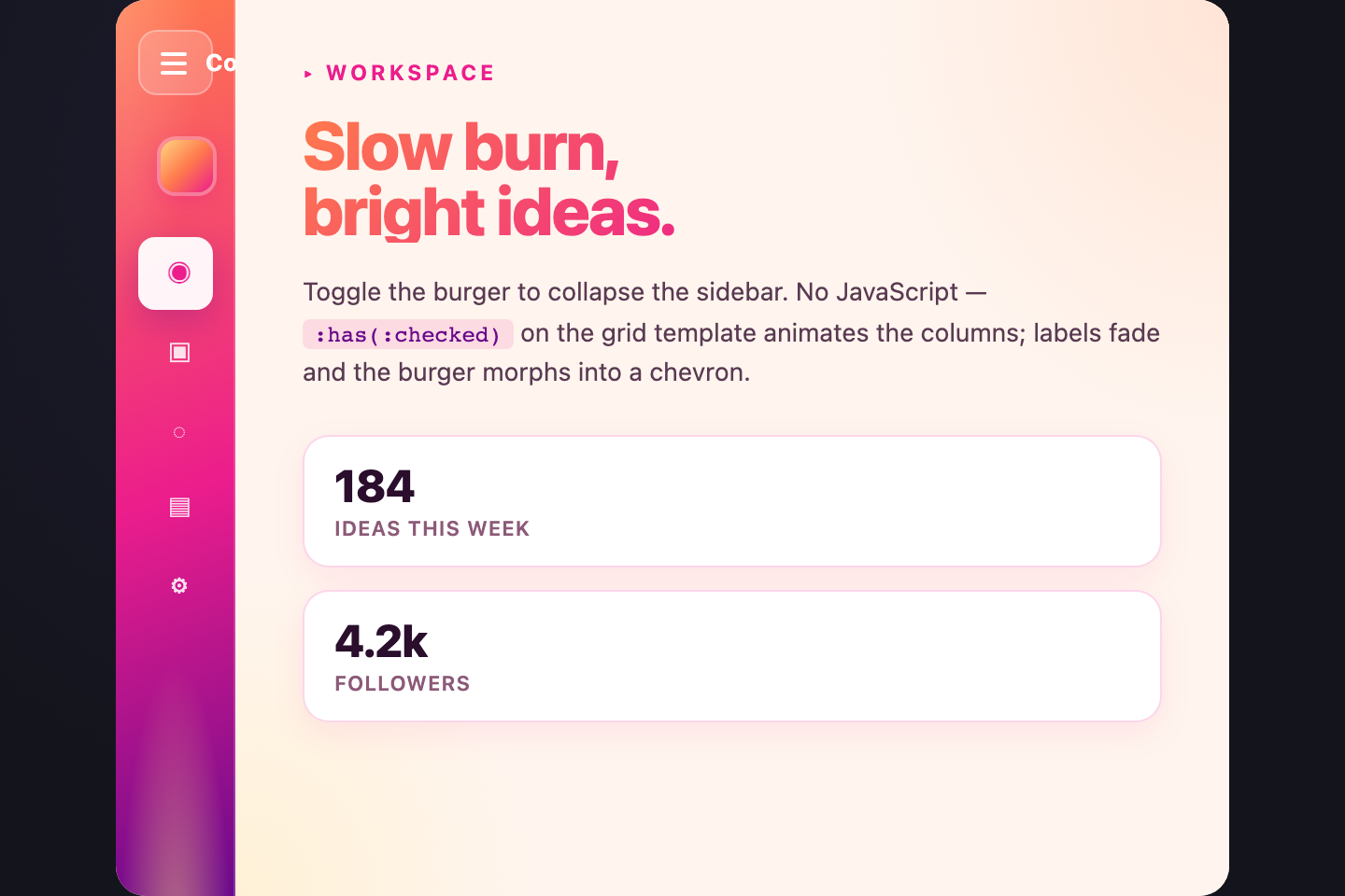 Collapsible Sidebar — preview