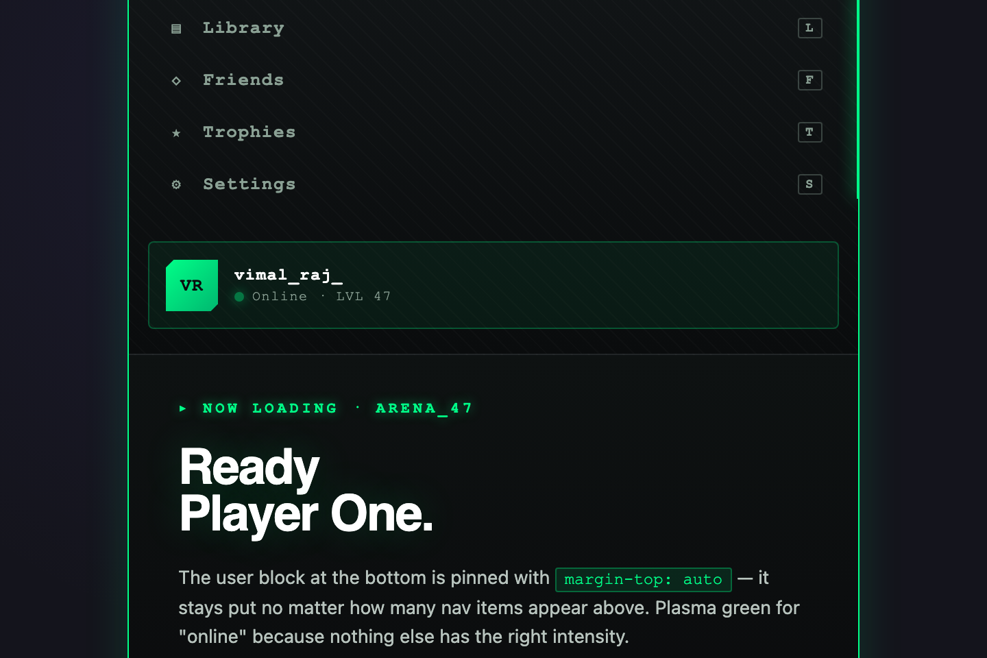 Footer-pinned Sidebar — preview