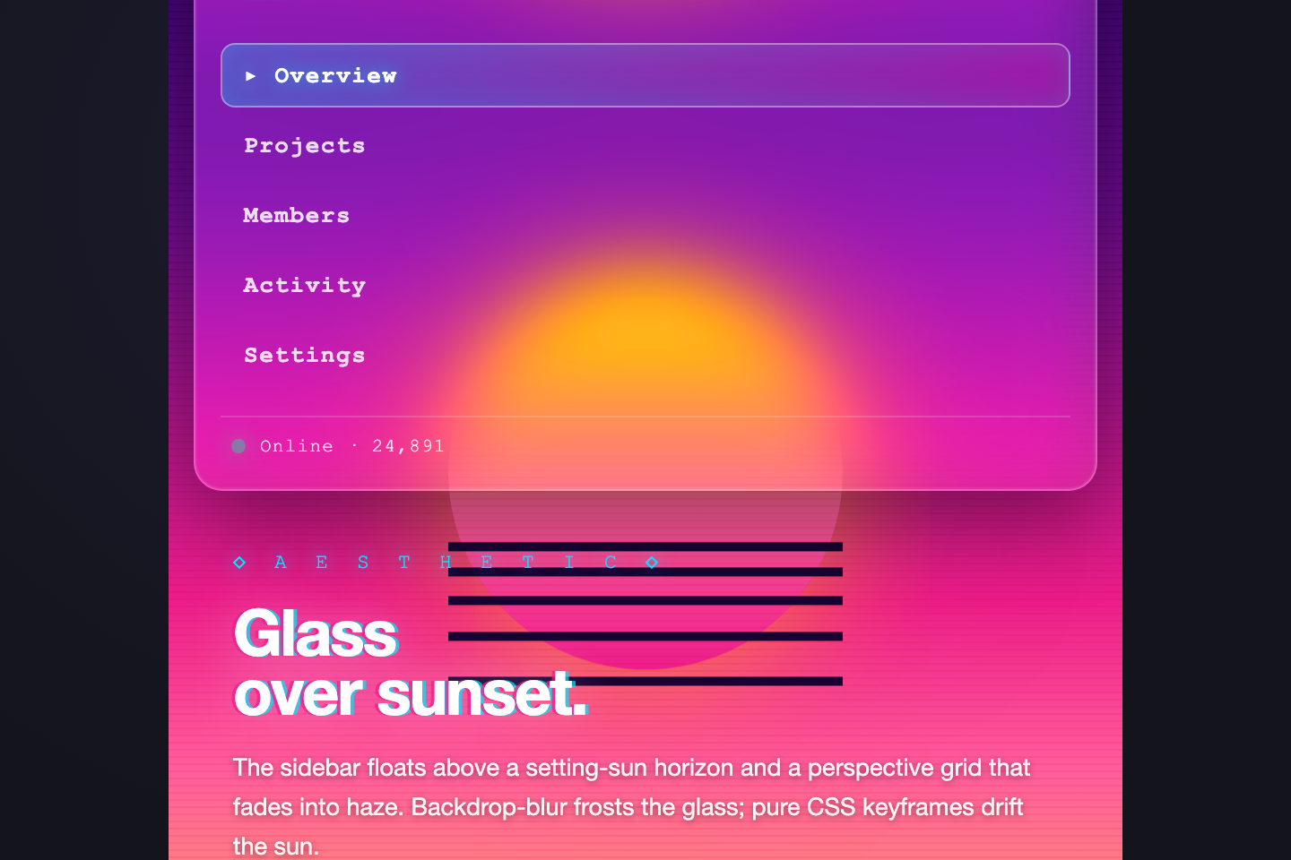 Glass Floating Sidebar — preview
