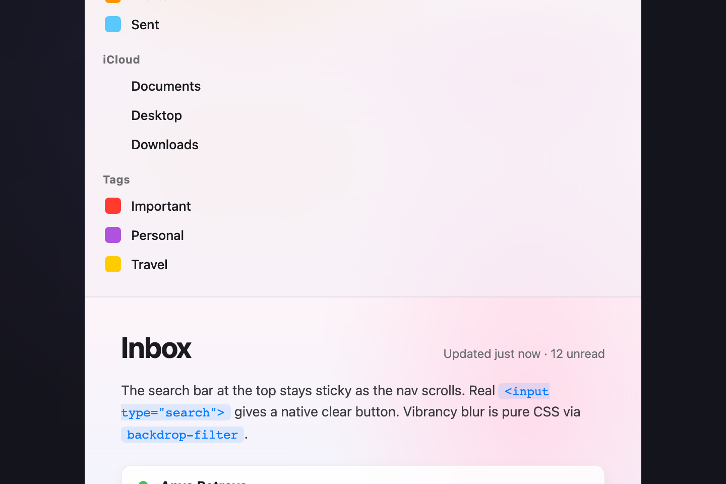 Search-top Sidebar — preview