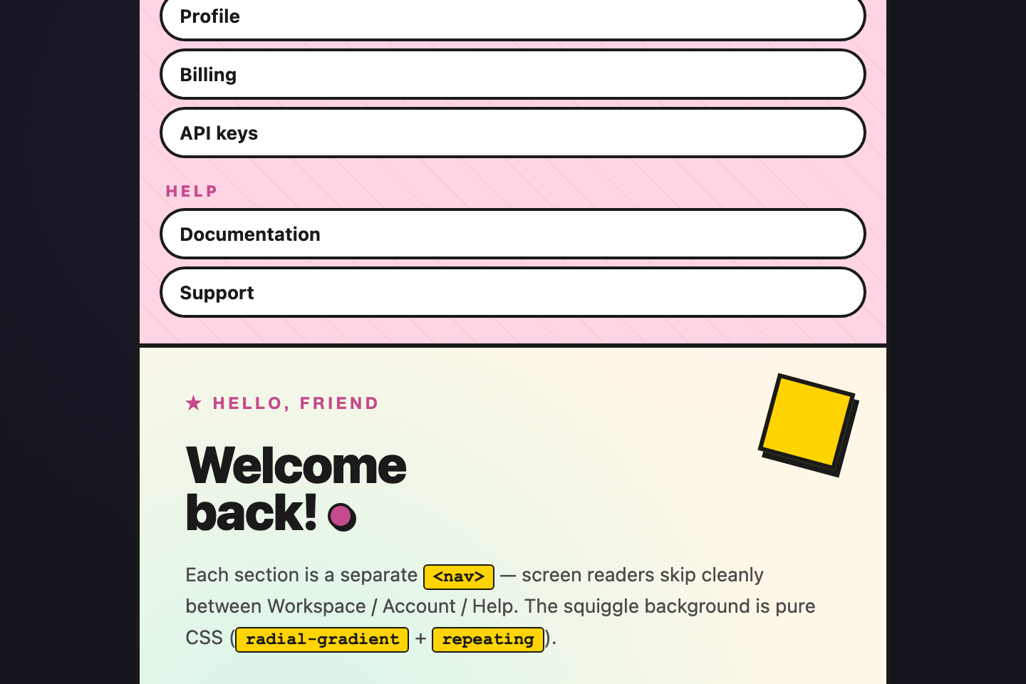 Section-grouped Nav — preview