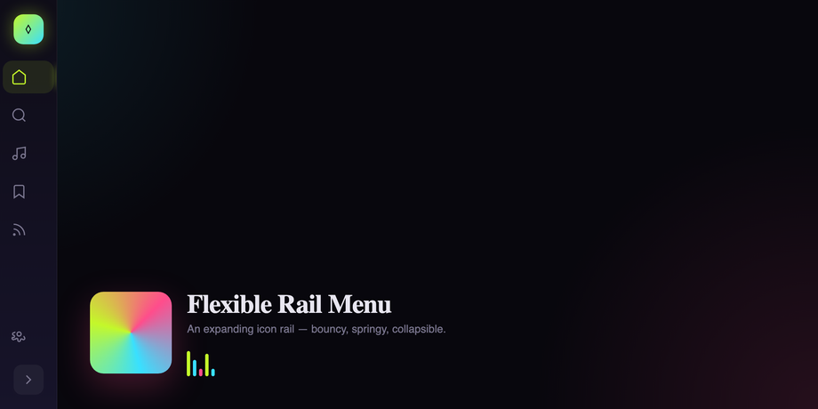 Light & Flexible CSS Vertical Rail Menu (Collapsible) — preview
