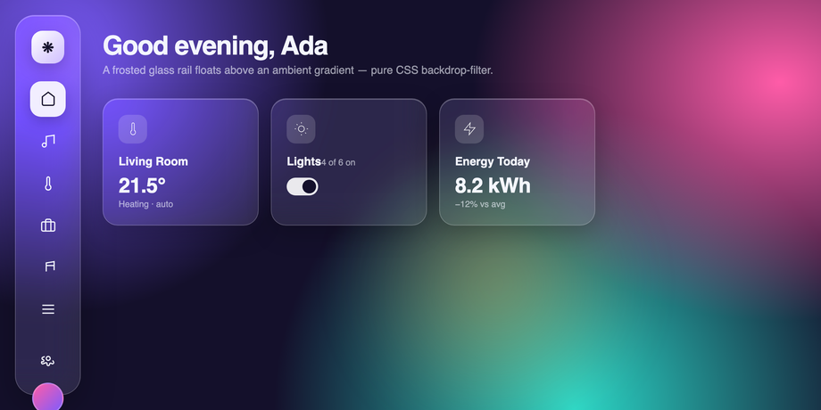 Modern Glassmorphism Floating Sidebar Design in CSS — preview