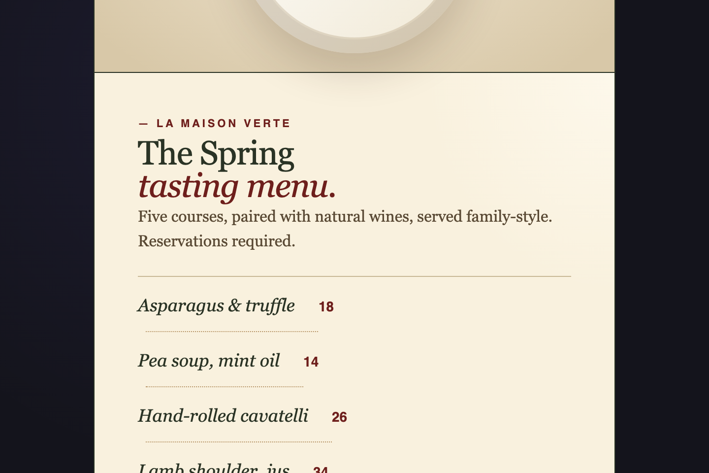 Editorial Restaurant — preview