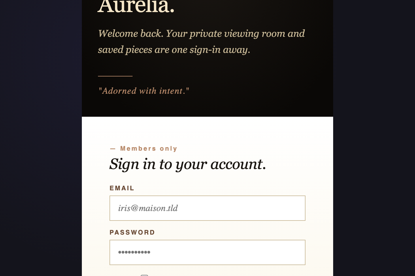 Jewelry Sign-in — preview
