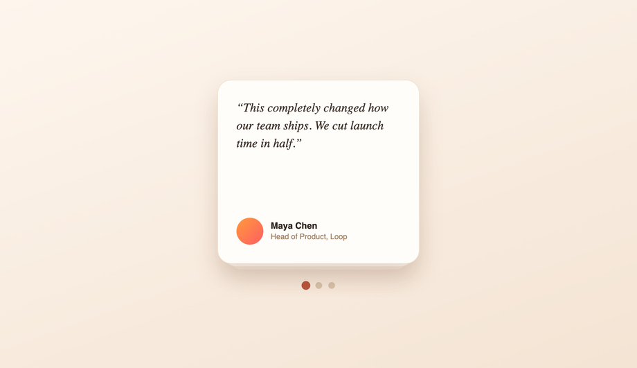 Pure CSS Stacked Card Testimonial Slider — preview