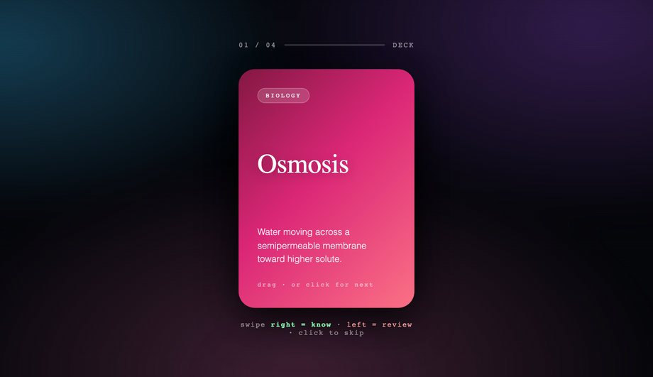 Swipeable / Click-to-Front Stacked Cards — preview
