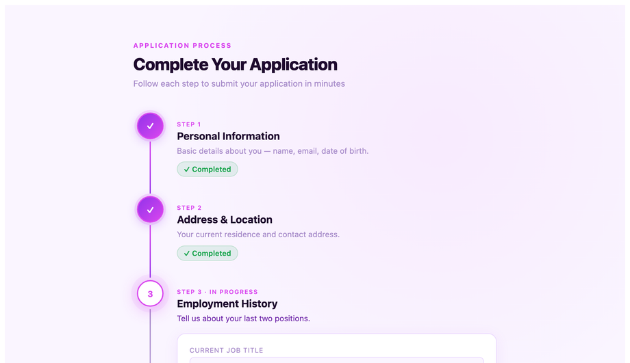 CSS Vertical Timeline Stepper — preview