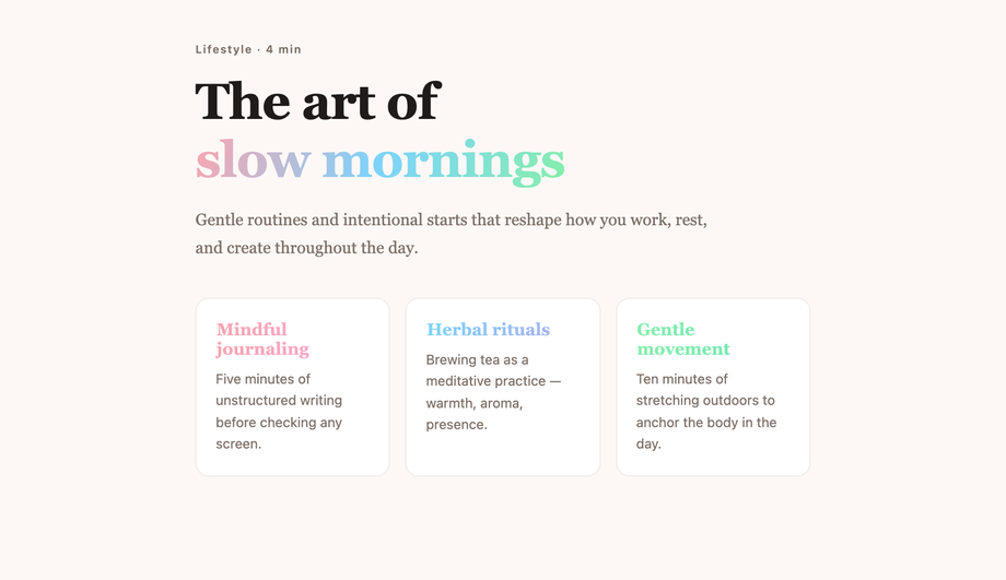 Pastel Soft Color Text Gradient CSS — preview