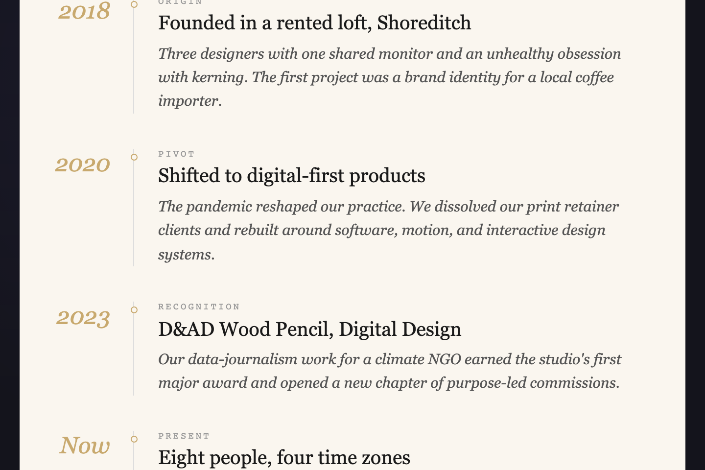Editorial Spine — preview