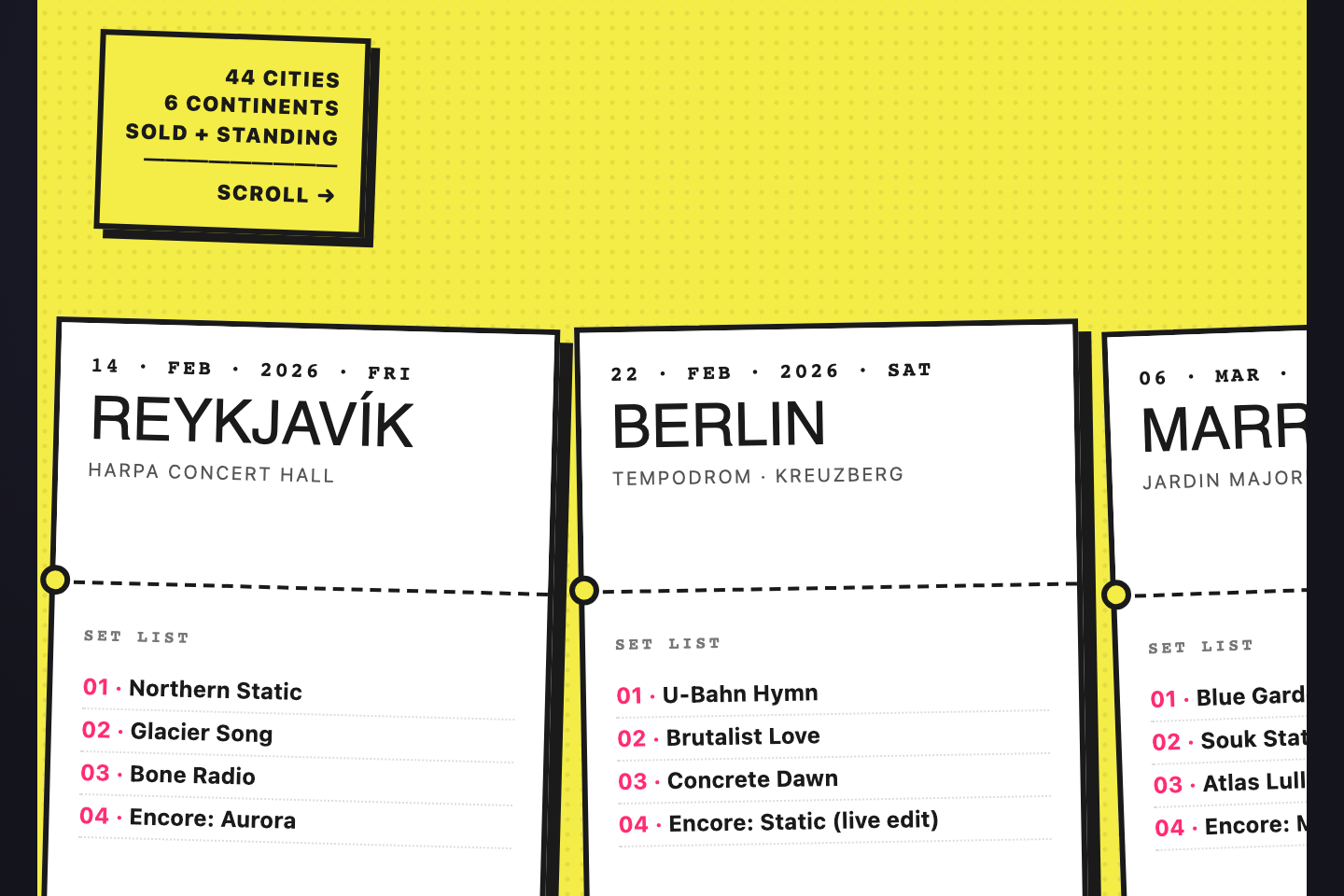 Tour Stub Timeline — preview