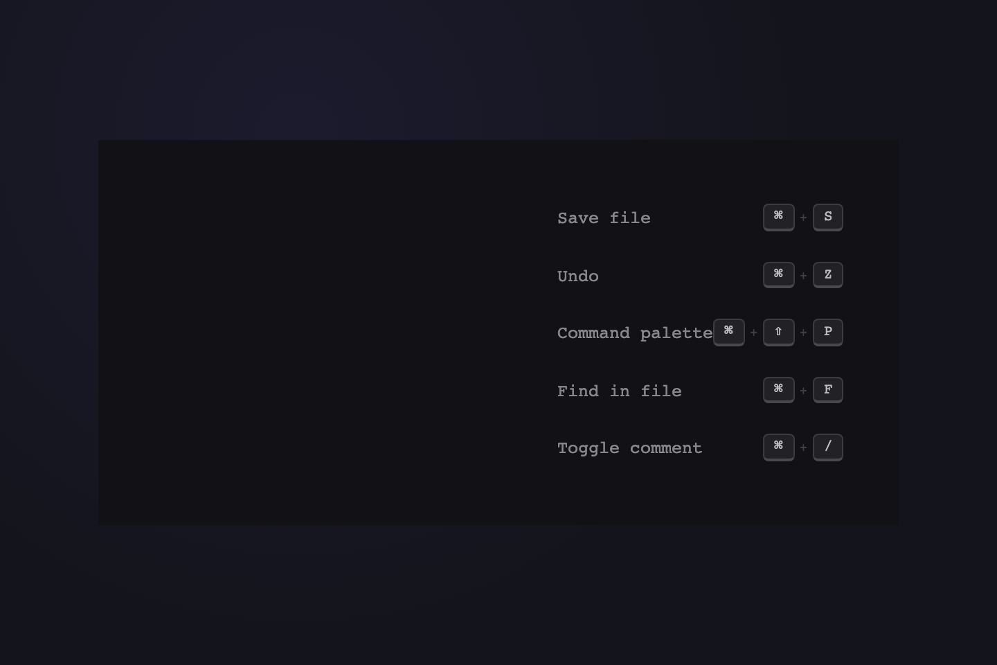 Keyboard Shortcut Card — preview