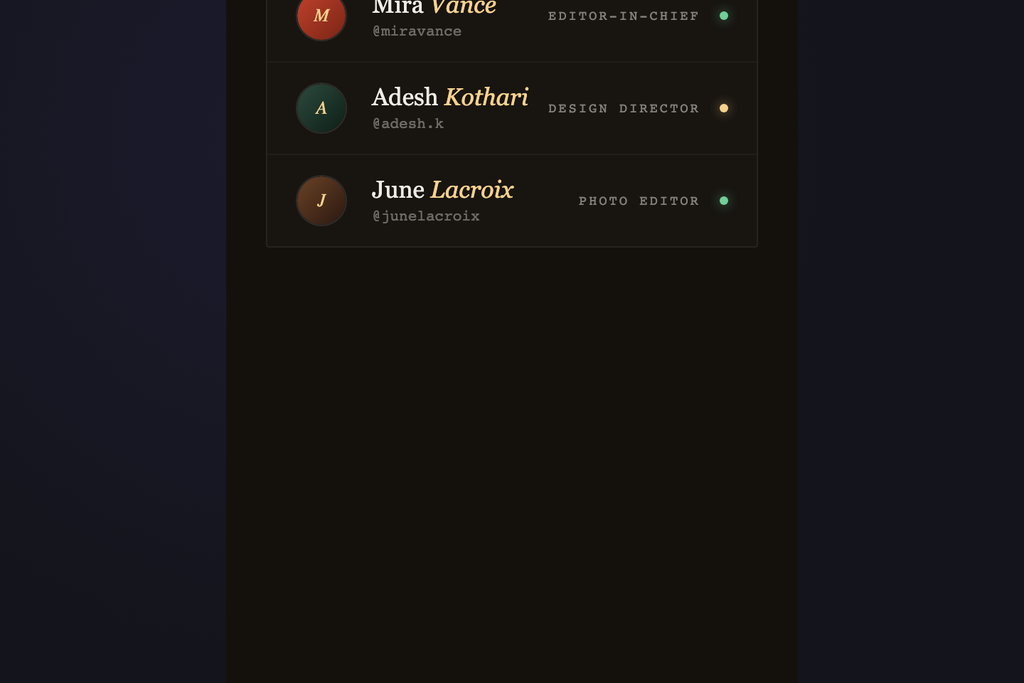 Profile Card — preview