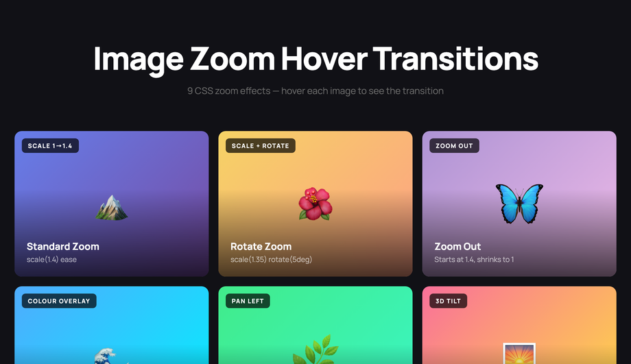 Image Zoom Hover Transition — preview
