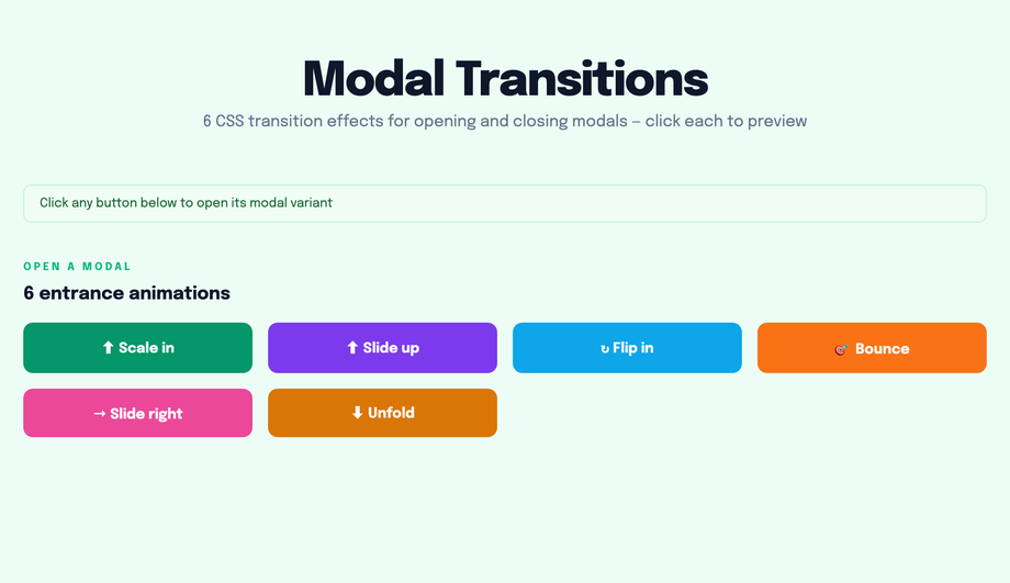 Modal Open Close Transition — preview