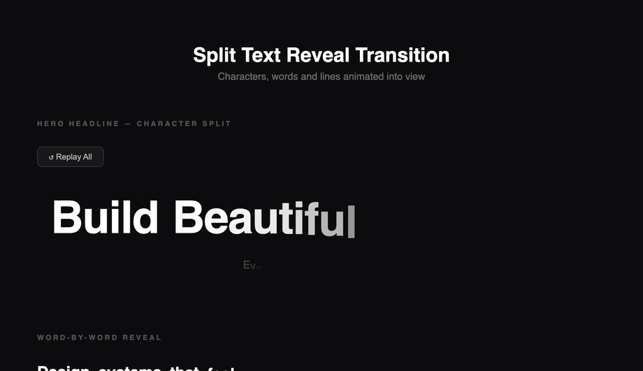 Split Text Reveal Transition — preview