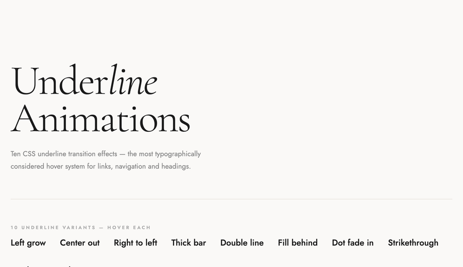 Underline Animation Hover — preview